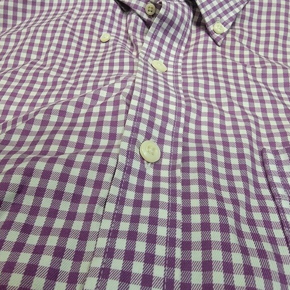 MENS PETER‎ MILLAR CASUAL BUTTON SHIRT SIZE L 100% COTTON PURPLE GINGHAM CHECK - Picture 2 of 7
